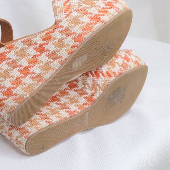 Ron White Houndstooth Tweed Woven Platform Wedge Sandals Sz 9 - Picture 8 of 9